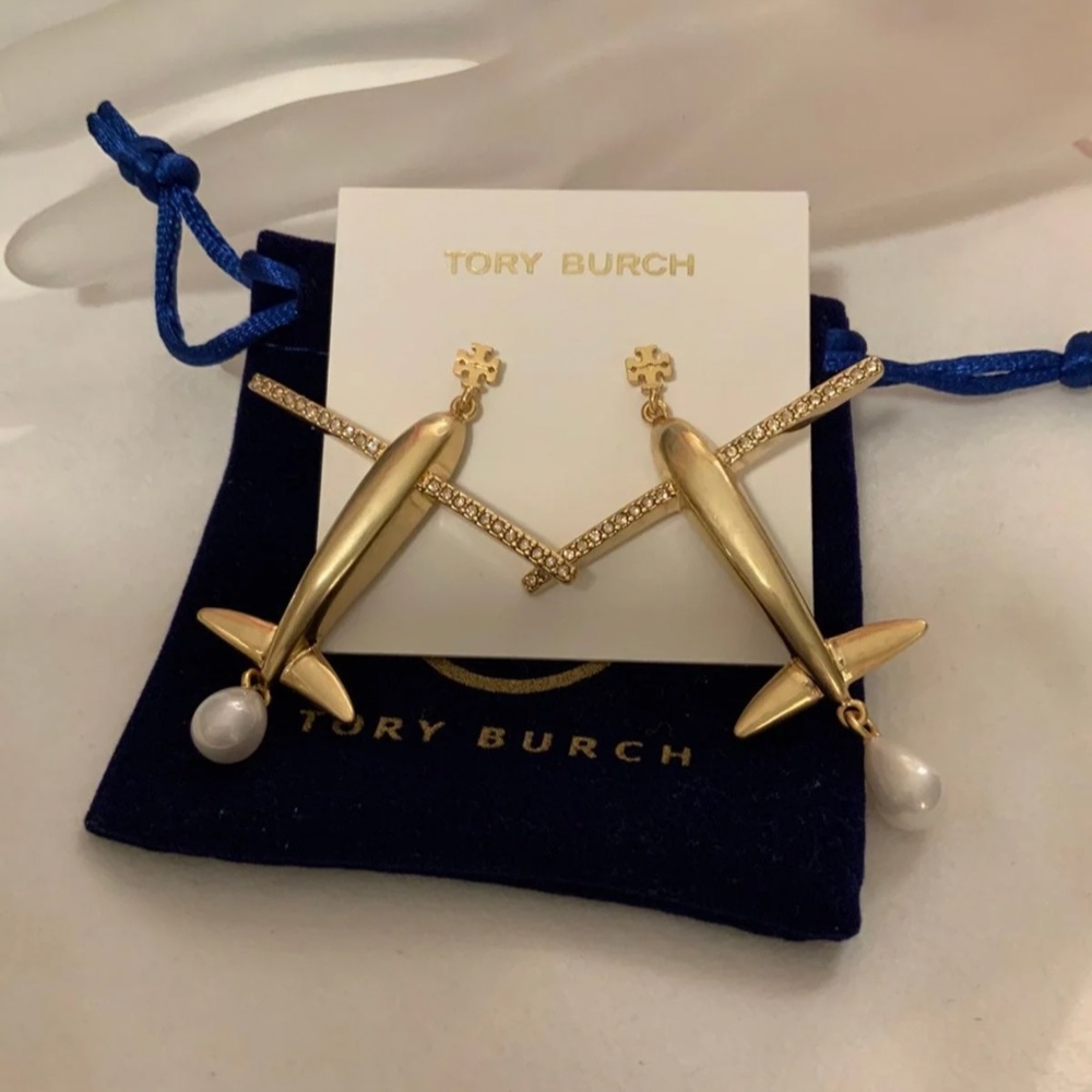 Tory Burch glitter pearl airplane earrings - Picture 9 of 9